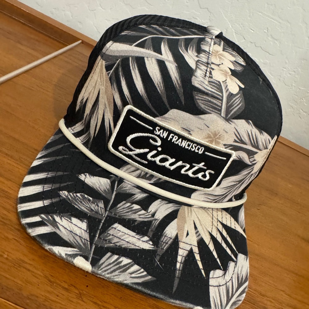 47 Brand San Francisco Giants Hat Mens OSFA Black Floral Trucker Snapback Exc